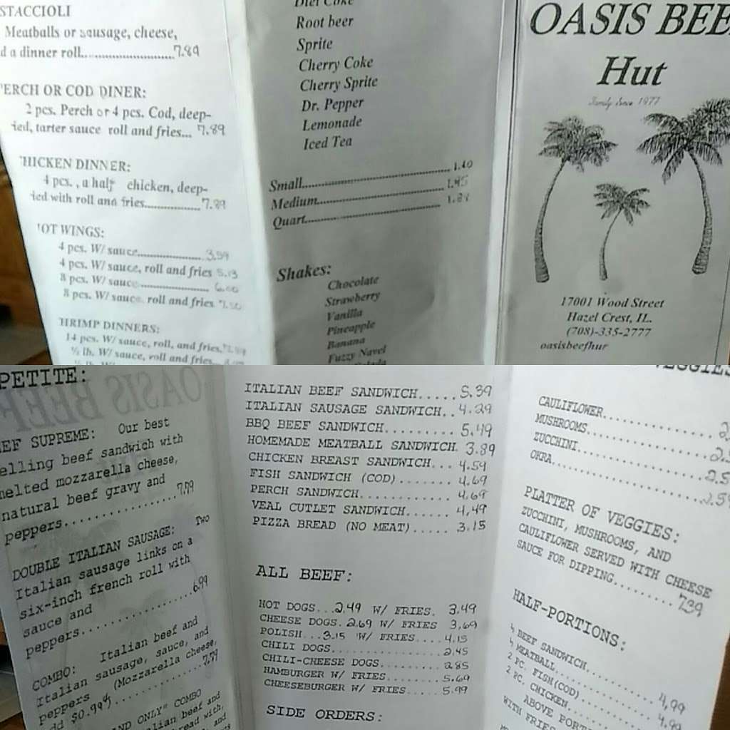 Oasis Beef Hut | 17001 S Wood St, Hazel Crest, IL 60429, USA | Phone: (708) 335-2777
