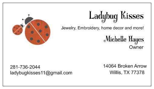 Ladybug Kisses | 14064 Broken Arrow Dr, Willis, TX 77378, USA | Phone: (281) 736-2044