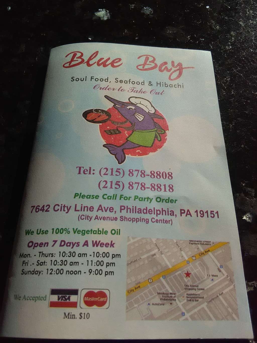 Blue Bay | 7642 City Ave, Philadelphia, PA 19151, USA | Phone: (215) 878-8808