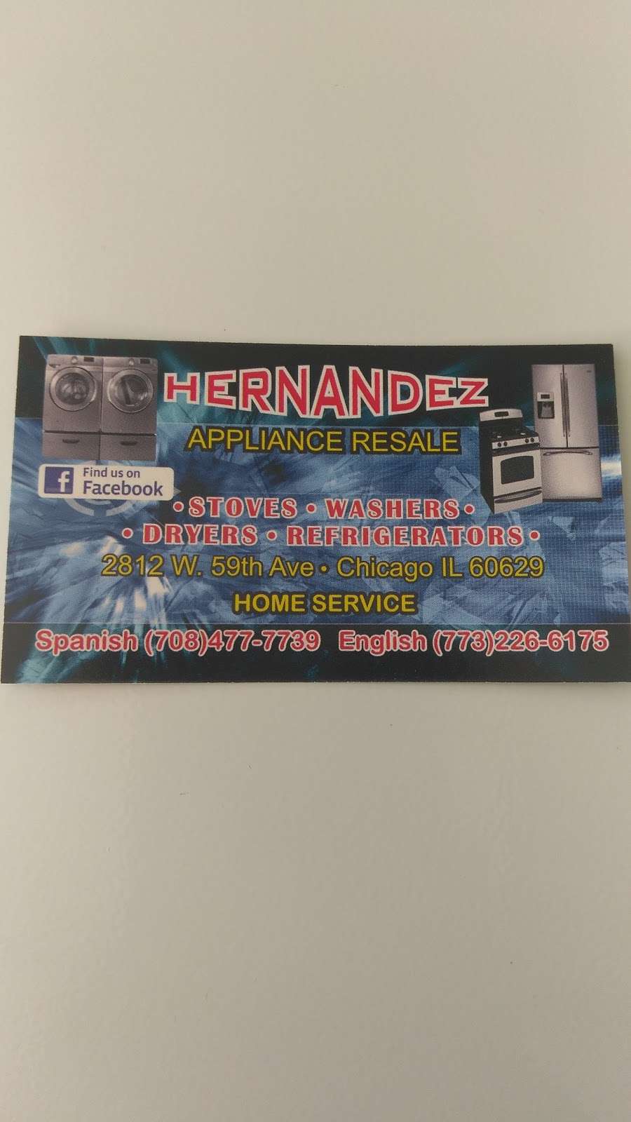 Hernandez Appliance Resale | 2812 W 59th St, Chicago, IL 60629, USA | Phone: (773) 226-6175