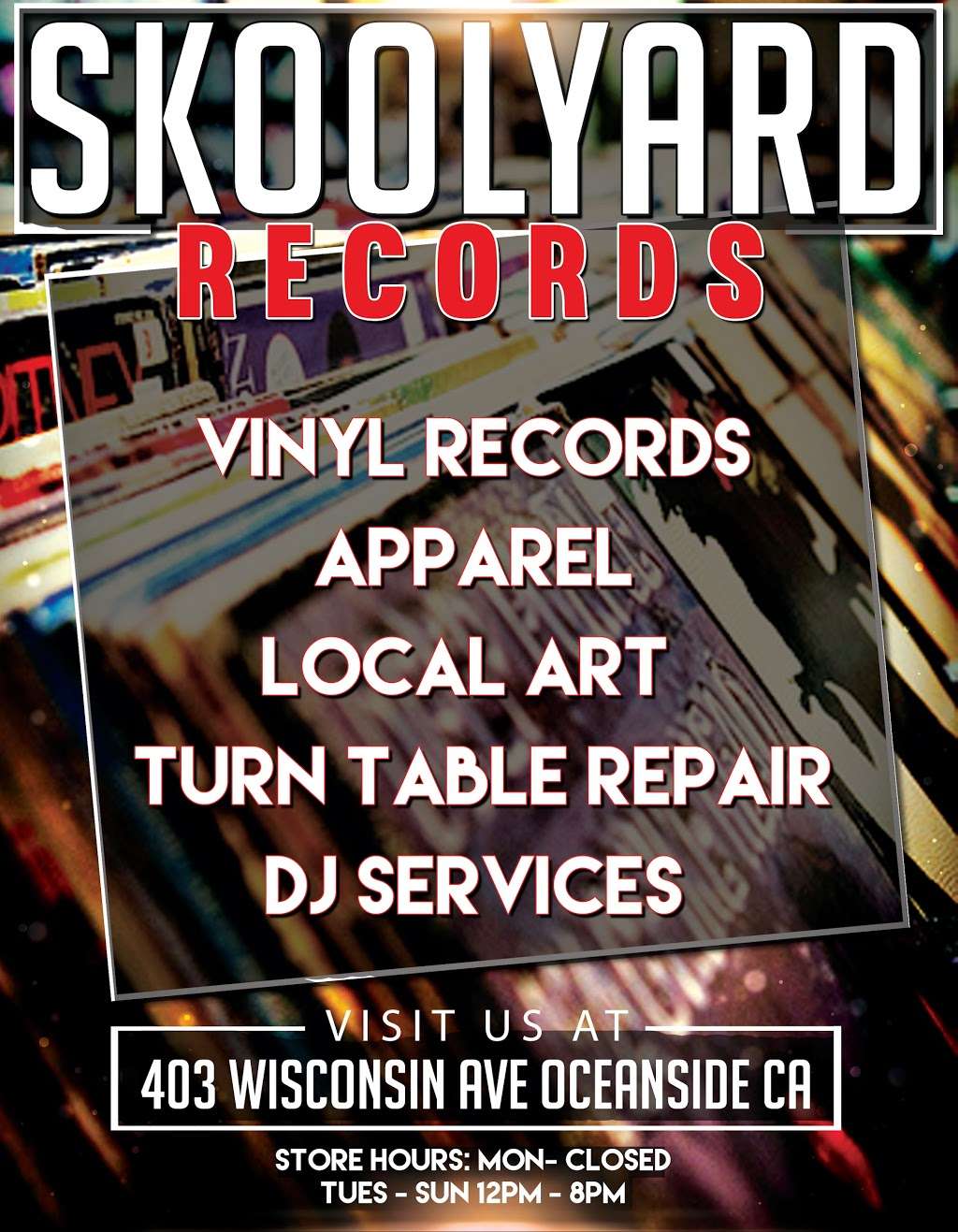 Skoolyard Records | 403 Wisconsin Ave Unit G, Oceanside, CA 92054 | Phone: (760) 529-4727