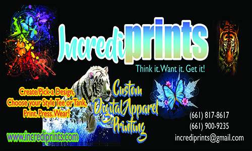 Incrediprints | 20601 CA-202 ste a-103, Tehachapi, CA 93561, USA | Phone: (661) 817-8617