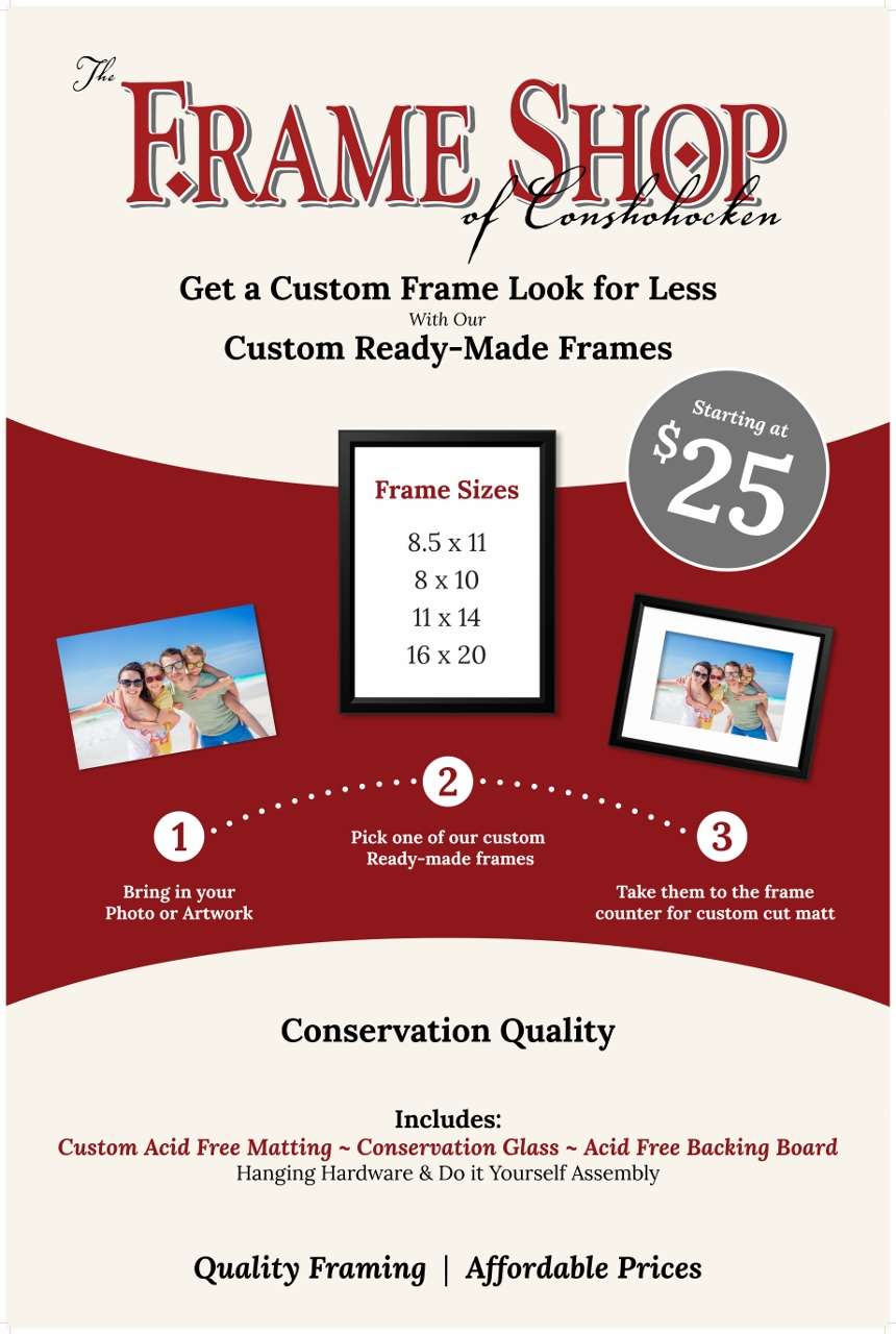 The Frame Shop of Conshohocken | 4 E Ridge Pike, Conshohocken, PA 19428, USA | Phone: (610) 828-5204