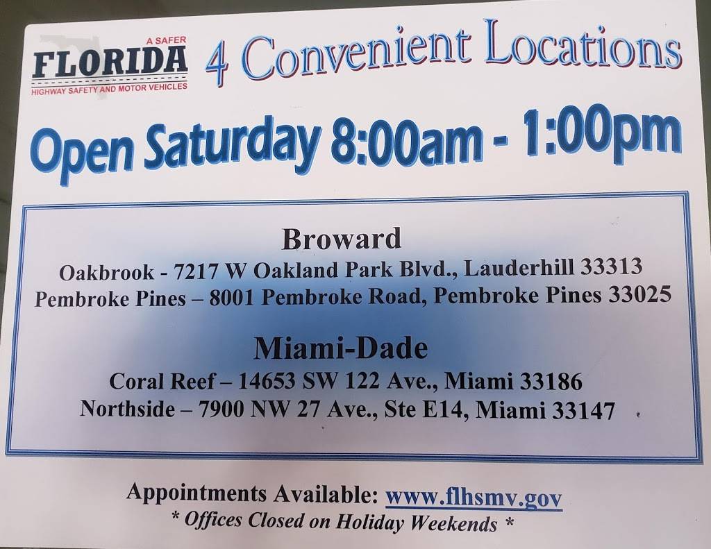 Opa Locka DMV | 12601 NW 42nd Ave, Opa-locka, FL 33054, USA | Phone: (786) 804-4180