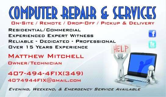 Matthew Mitchell Computer Repair & Services | 1892 Queens Ct, Kissimmee, FL 34744, USA | Phone: (407) 494-4349