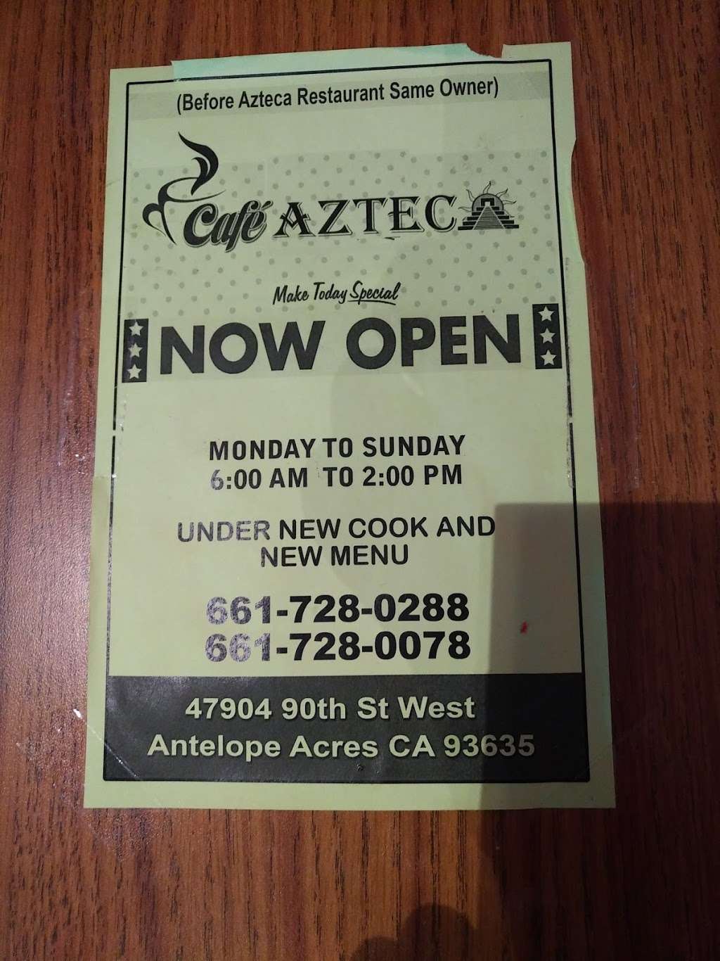 Cafe Azteca | 47904 90th St W, Lancaster, CA 93536, USA | Phone: (661) 728-0288