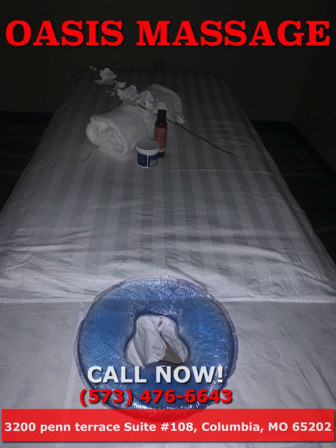 Oasis Massage | 3200 Penn Terrace Suite #108, Columbia, MO 65202, United States | Phone: (573) 476-6643