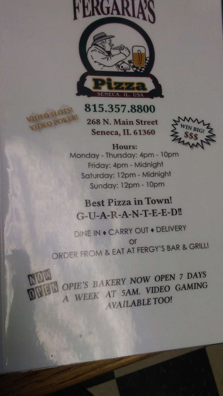 Fergarias Pizza | 268 N Main St, Seneca, IL 61360 | Phone: (815) 357-8800