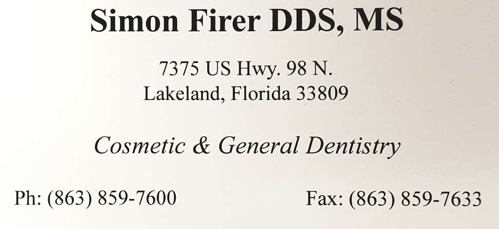 Dr. Simon Firer, DDS | 7375 US Hwy 98 N, Lakeland, FL 33809, USA | Phone: (863) 859-7600