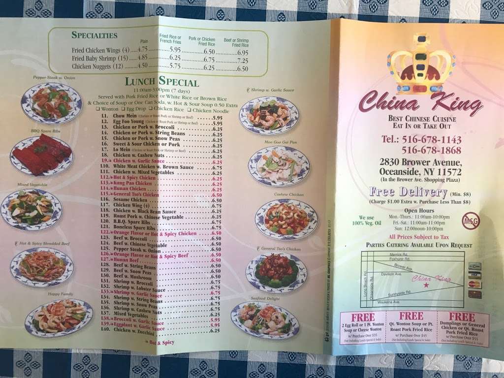 China King | 2830 Brower Ave, Oceanside, NY 11572, USA | Phone: (516) 678-1143