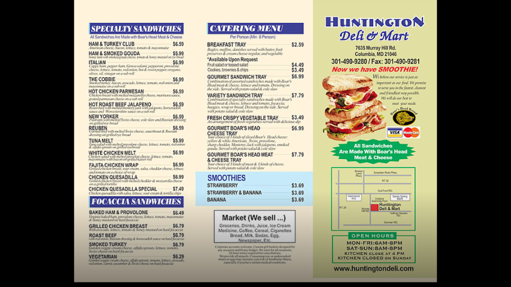 Huntington Deli & Market | 7635 Murray Hill Rd # B, Columbia, MD 21046, USA | Phone: (301) 490-9280
