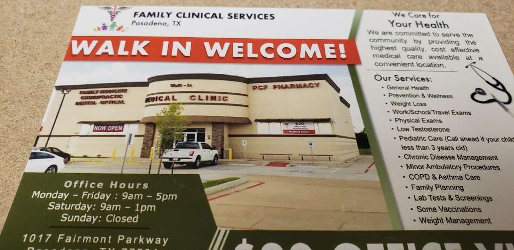 Family Clinical Services | 1017 Fairmont Pkwy, Pasadena, TX 77504, USA | Phone: (713) 378-0989