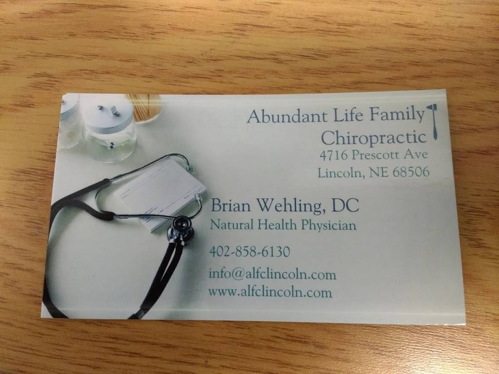 Abundant Life Family Chiropractic | 3919 S 48th St Suite 1, Lincoln, NE 68506, USA | Phone: (402) 858-6130