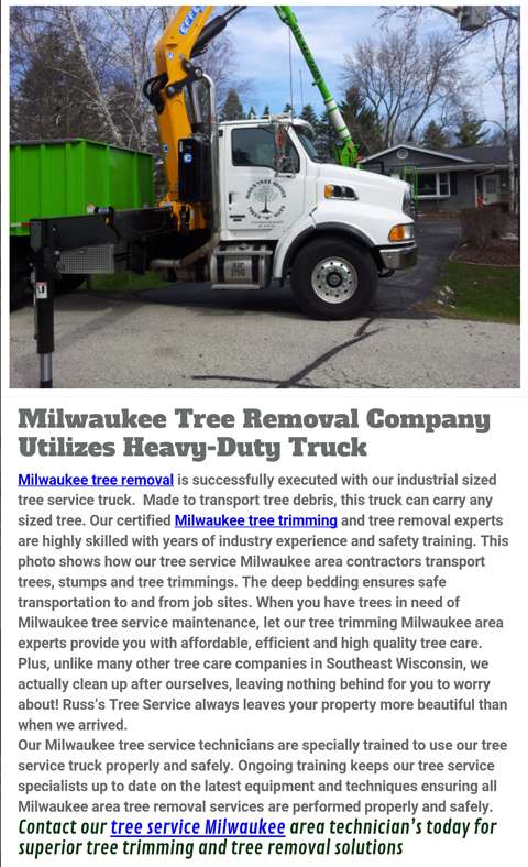 Russs Tree Service | 13964 Janesville Rd, Muskego, WI 53150, USA | Phone: (414) 422-9298