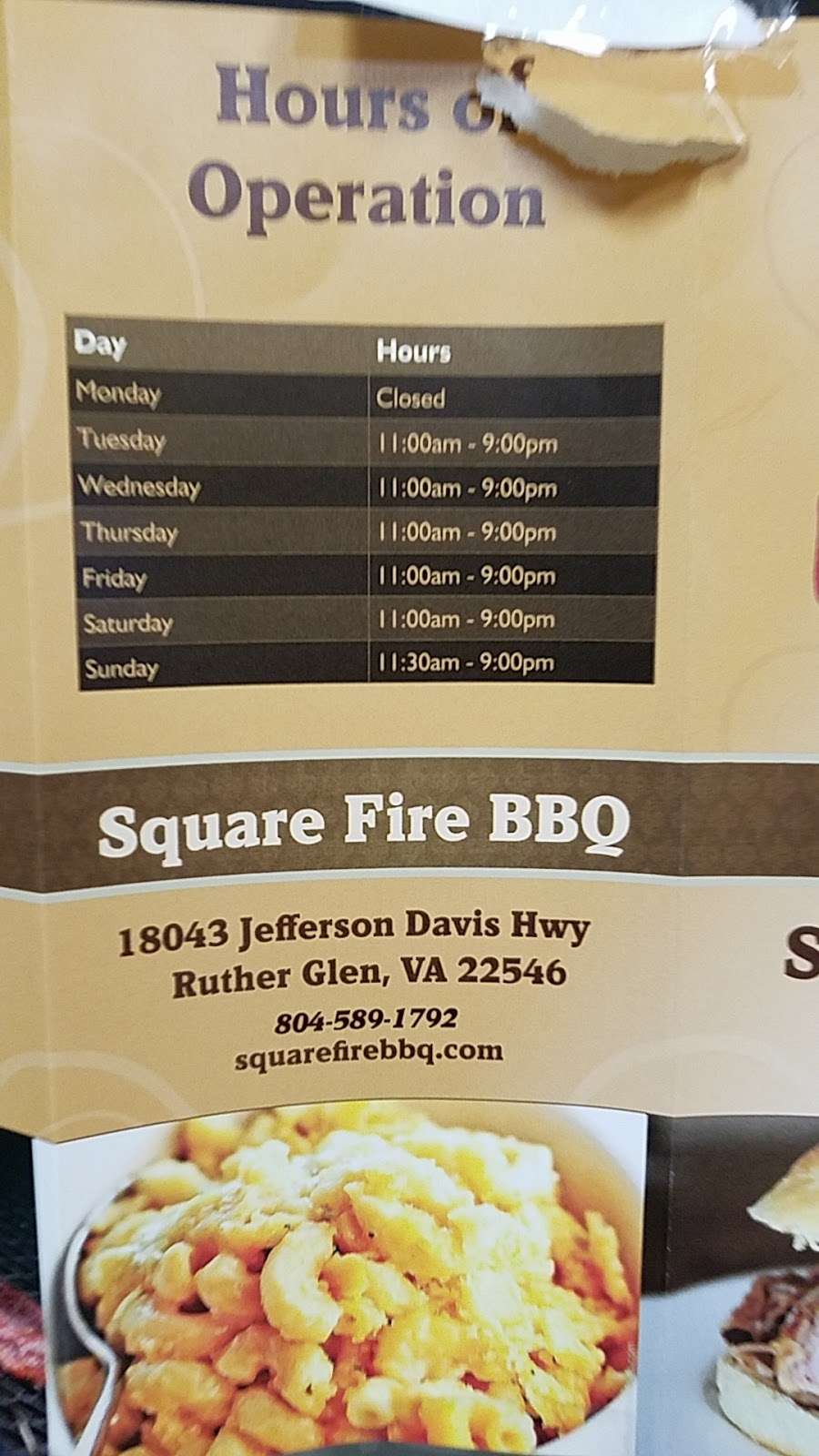 Square Fire BBQ | 18043 Jefferson Davis Hwy, Ruther Glen, VA 22546, USA | Phone: (804) 589-1792