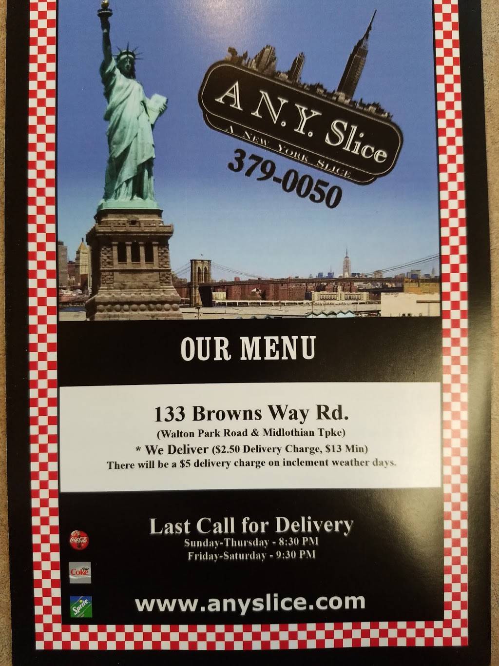 A New York Slice | 133 Browns Way Rd, Midlothian, VA 23114, USA | Phone: (804) 379-0050