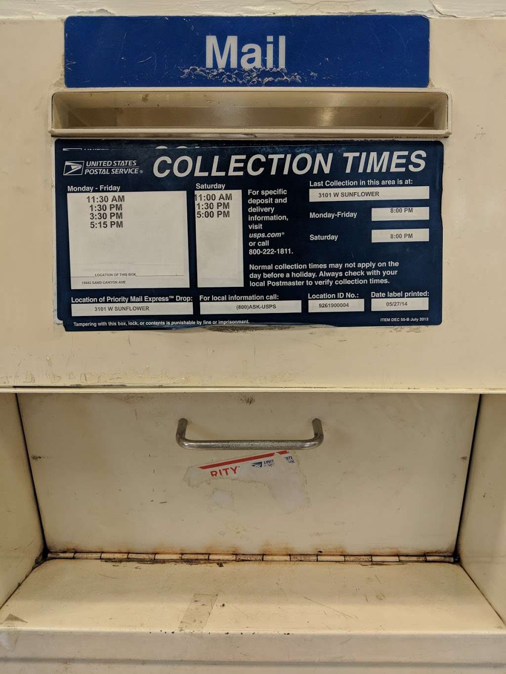 United States Postal Service 15642 Sand Canyon Ave Irvine Ca 92619 Usa