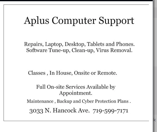 Aplus Computer Repair | 3033 N Hancock Ave, Colorado Springs, CO 80907, USA | Phone: (719) 599-7171