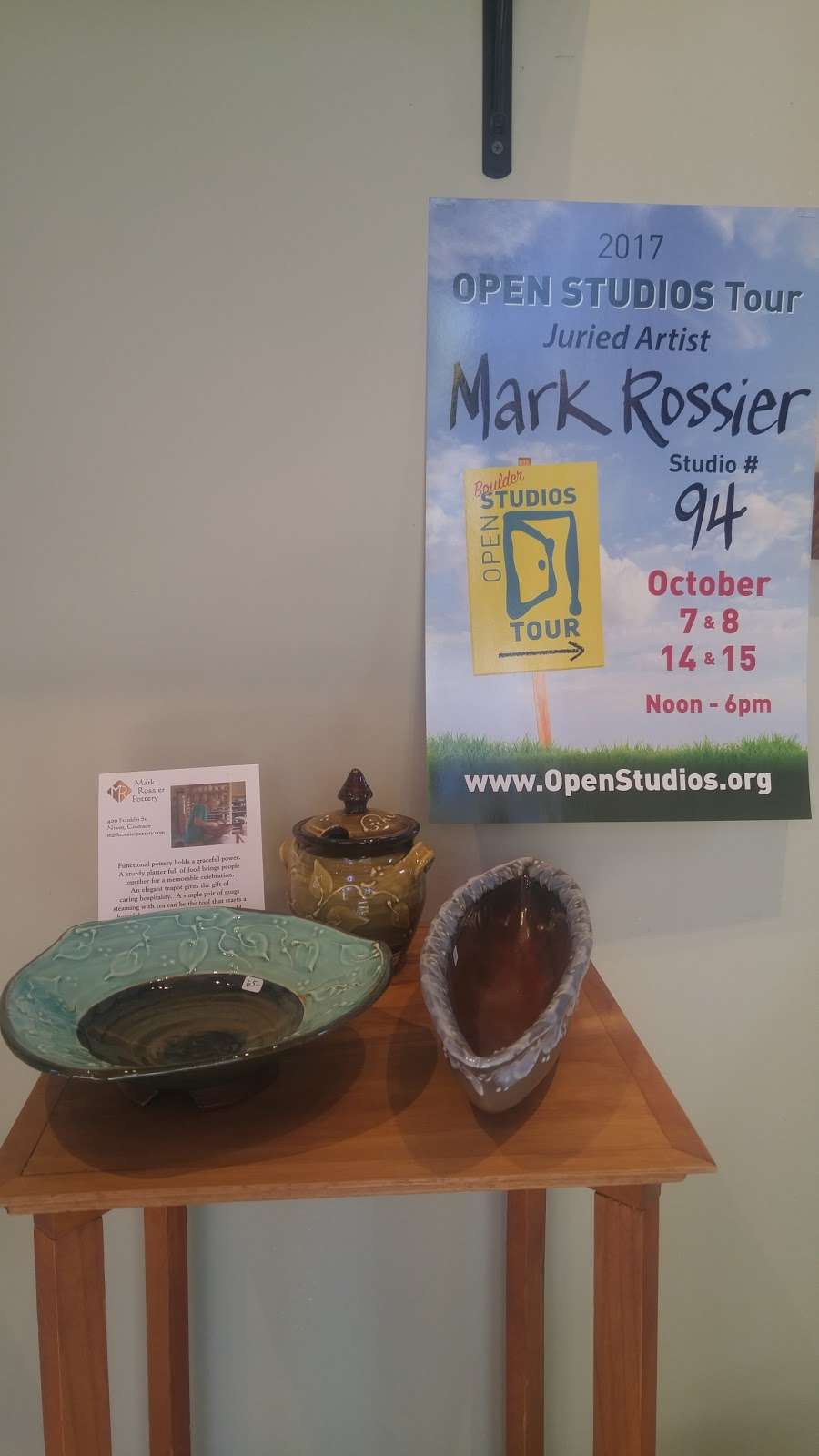 Mark Rossier Pottery | 400 Franklin St, Niwot, CO 80503, USA | Phone: (303) 328-5601