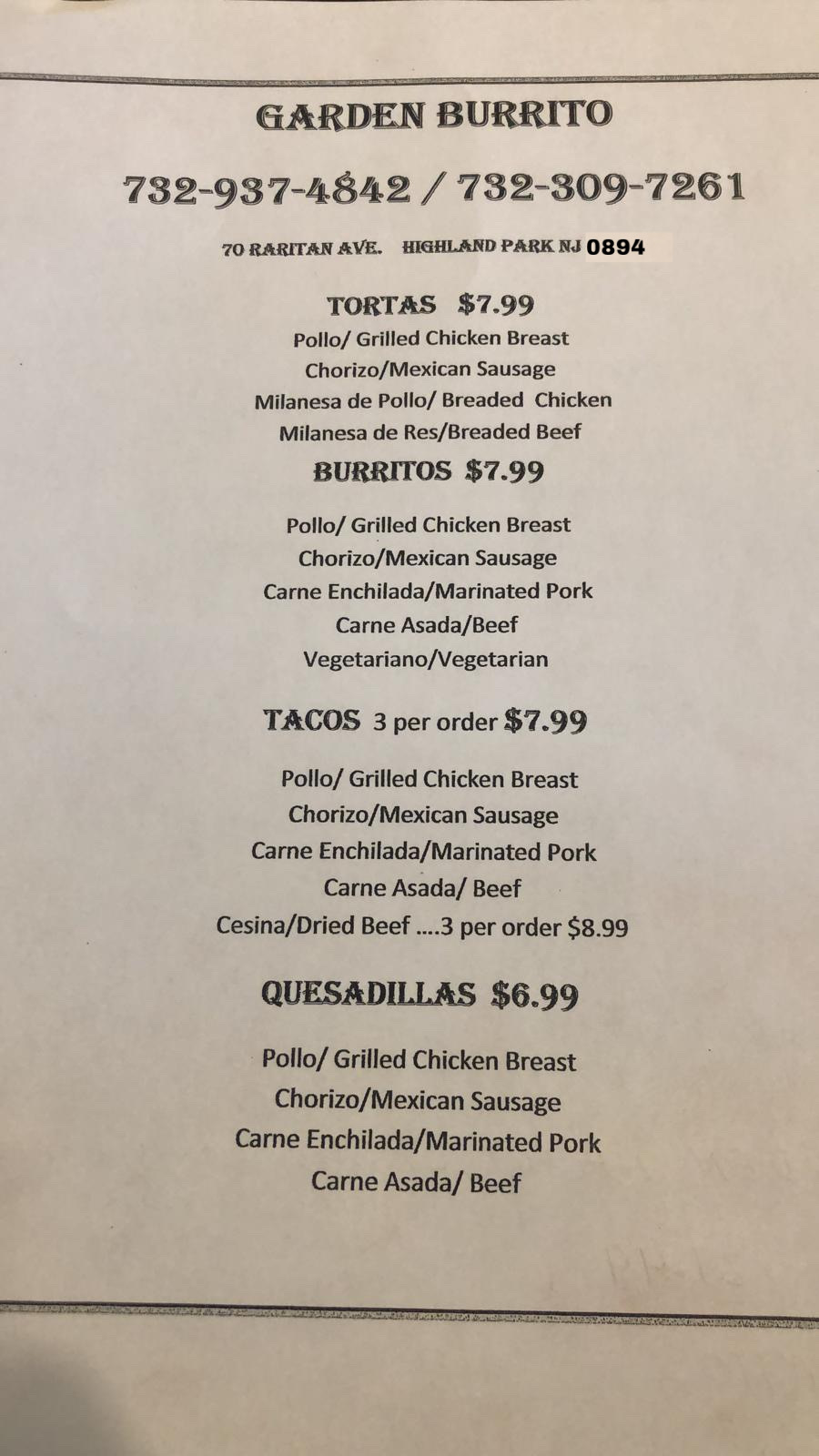 GARDEN BURRITO | 70 Raritan Ave, Highland Park, NJ 08904 | Phone: (732) 937-4842