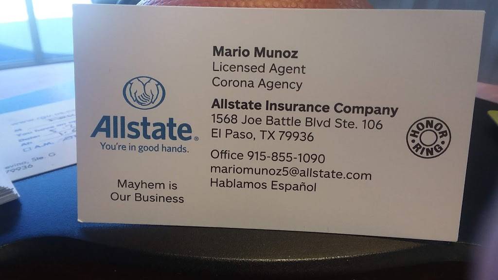 Daniel Corona: Allstate Insurance | 1568 Joe Battle Blvd #106, El Paso, TX 79936, USA | Phone: (915) 855-1090