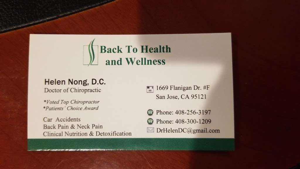 Back To Health And Wellness | 1682, 1669 Flanigan Dr, San Jose, CA 95121, USA | Phone: (408) 256-3197