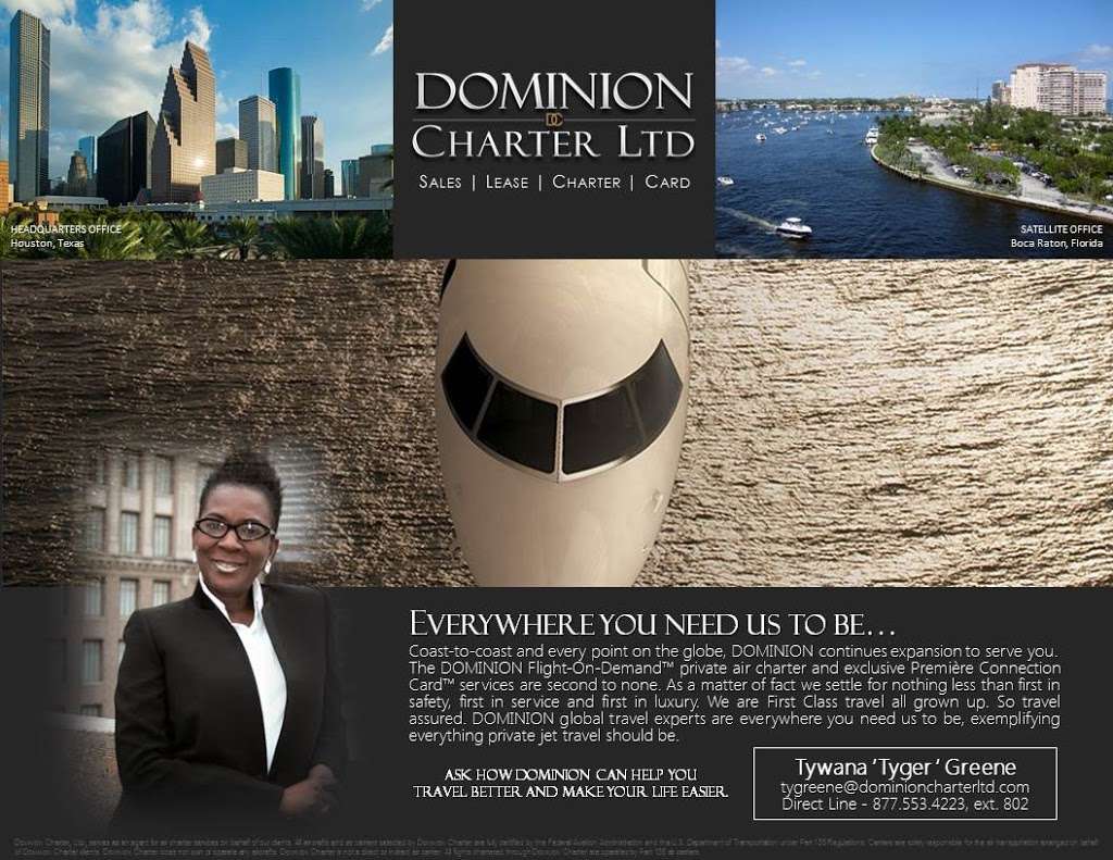 Dominion Charter Ltd | 2951 Marina Bay Dr #130-597, League City, TX 77573, USA | Phone: (877) 553-4223