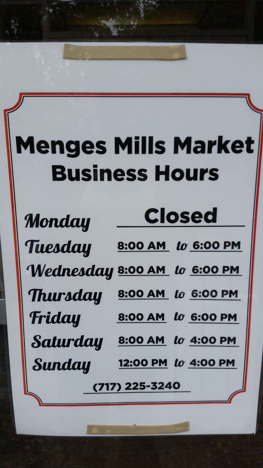 Menges Mills Market | 5995 Colonial Valley Rd, Spring Grove, PA 17362, USA | Phone: (717) 225-3240