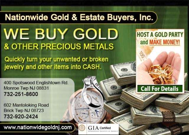 Nationwide Gold & Estate Buyers | 400 Spotswood Englishtown Rd, Monroe Township, NJ 08831 | Phone: (732) 251-8600