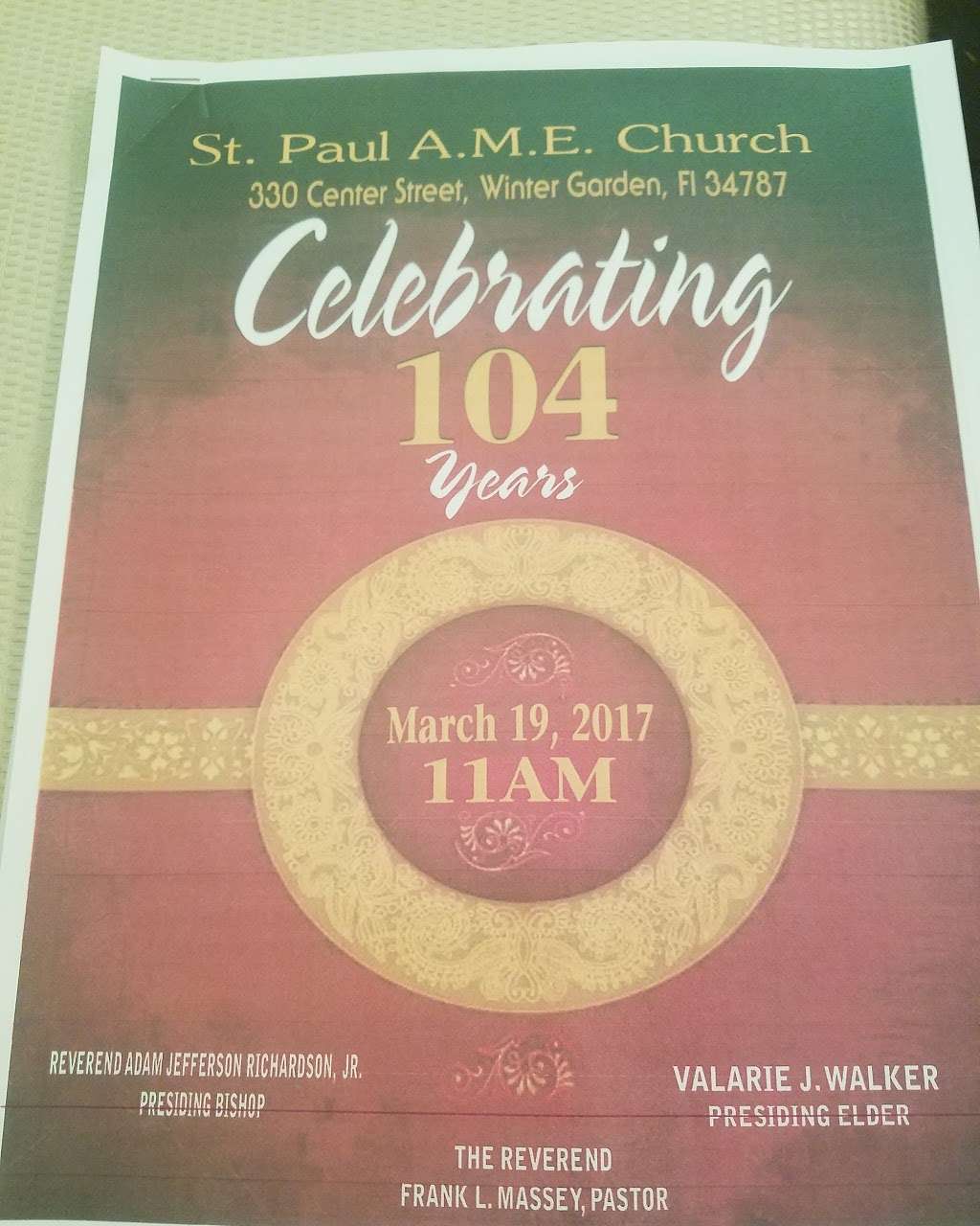 St Paul Ame Church | 330 Center St, Winter Garden, FL 34787, USA | Phone: (407) 347-7980