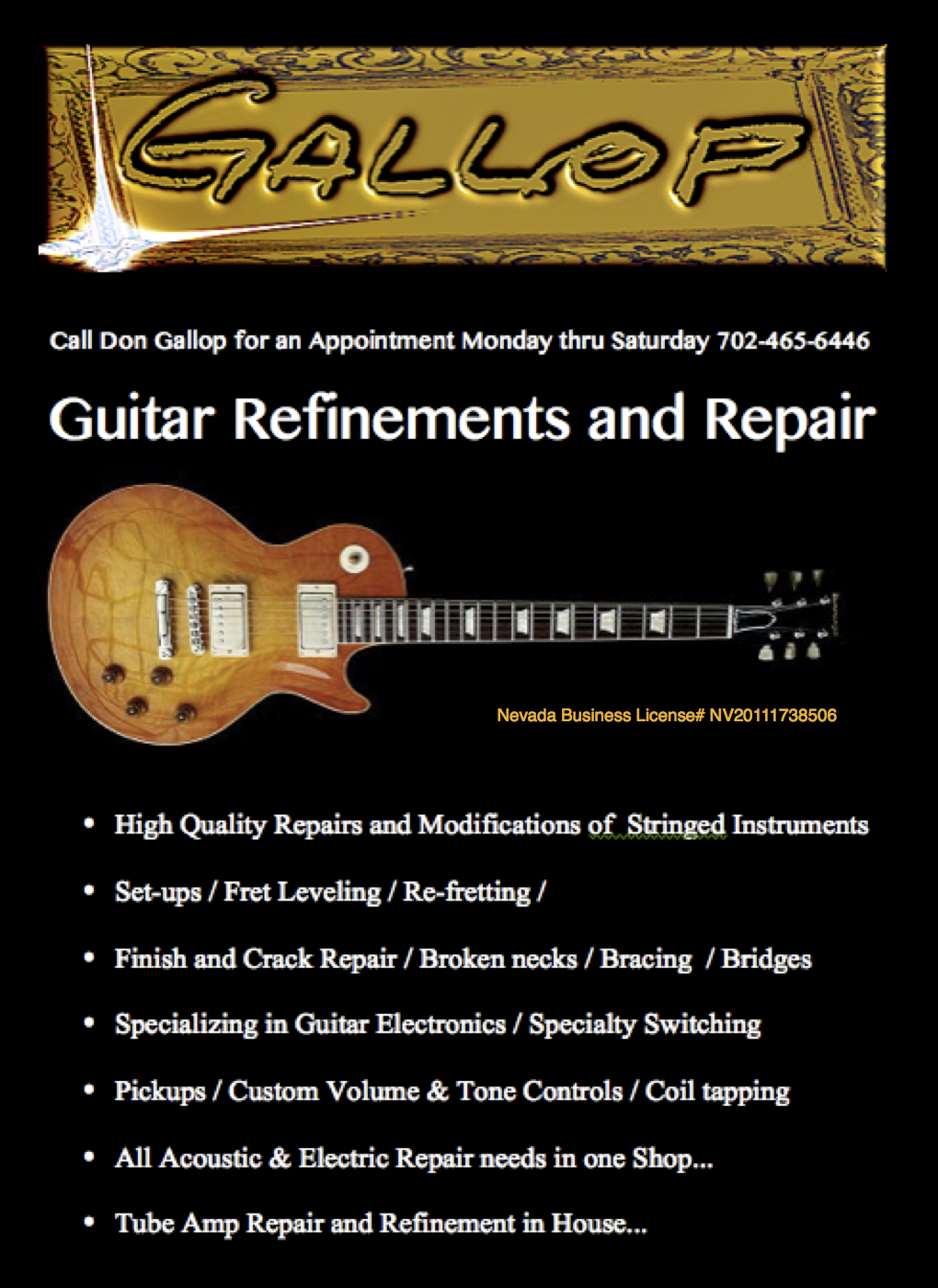 High End Guitar Repair | Tropicana &, S Buffalo Dr, Las Vegas, NV 89147, USA | Phone: (702) 465-6446