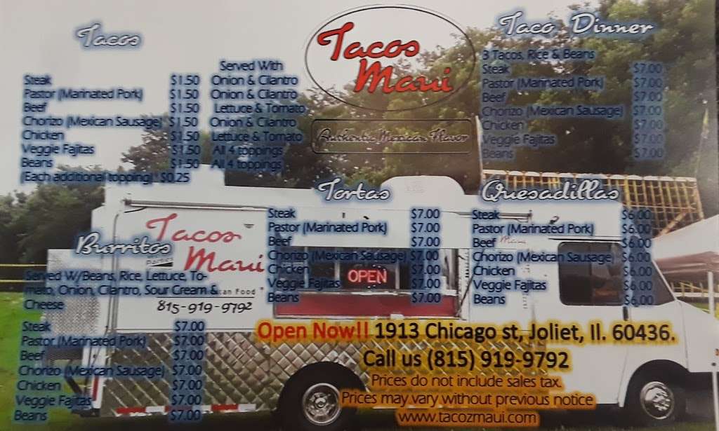 Tacos Maui | 1913 S Chicago St Unit E, Joliet, IL 60436, USA | Phone: (815) 919-9792