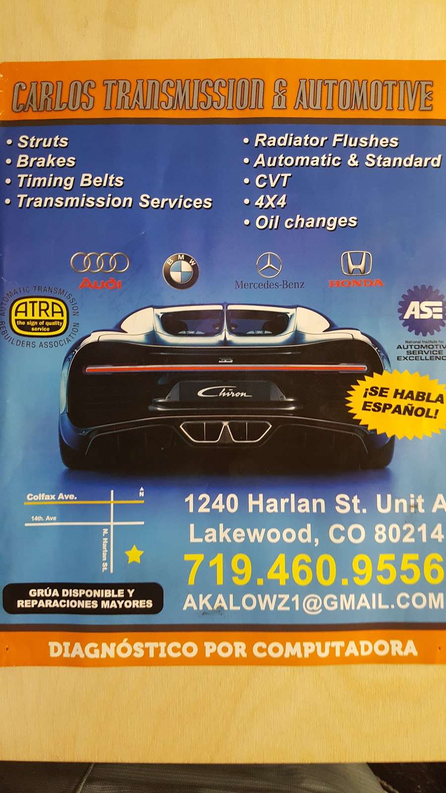 Carlos transmission and automotive | 1240 Harlan St a, Lakewood, CO 80214, USA | Phone: (719) 460-9556