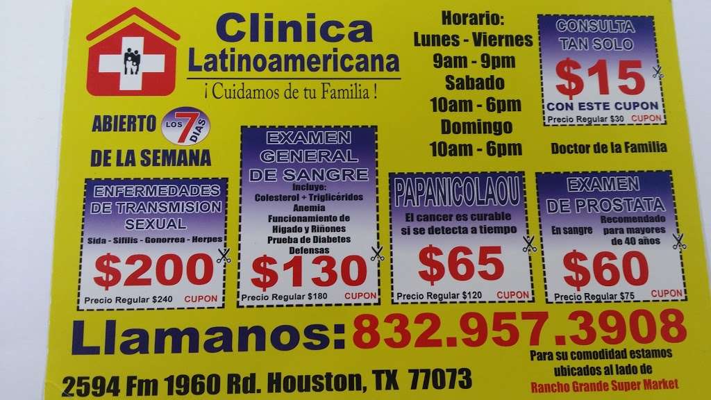 CLINICA LATINOAMERICANA | 2594 FM 1960, Houston, TX 77073, USA | Phone: (832) 957-3908