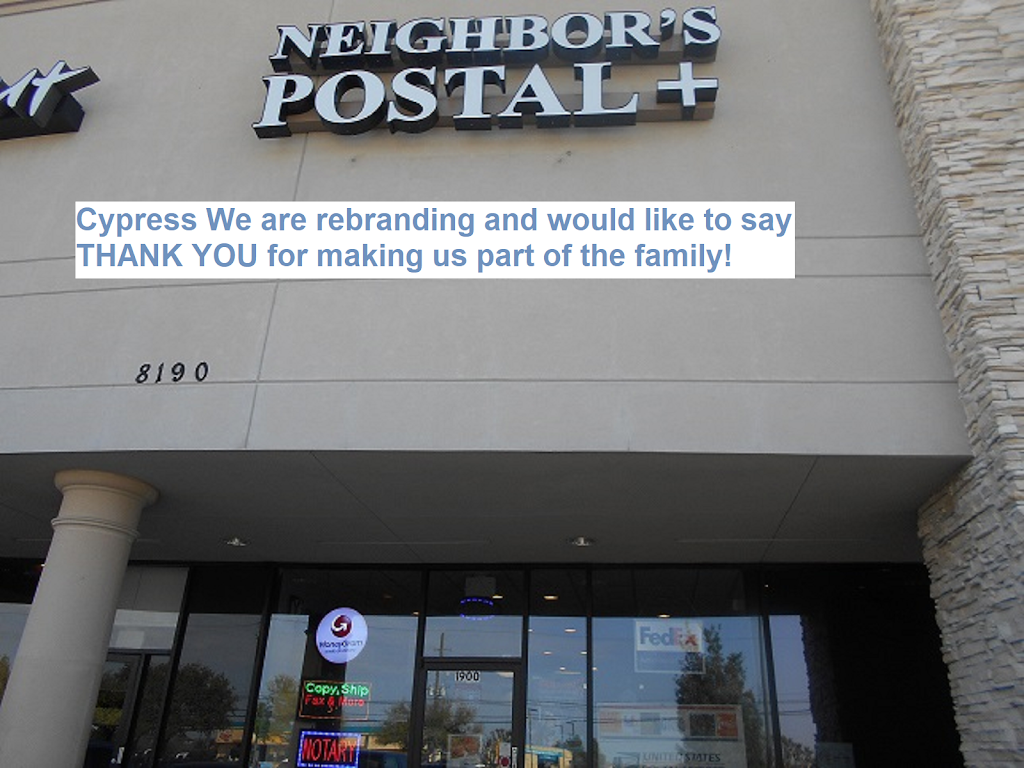 Neighbors Postal Plus | 8190 Barker Cypress Rd #1900, Cypress, TX 77433 | Phone: (346) 978-5555