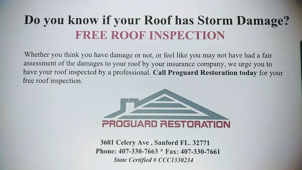 Proguard Restoration | 3601 Celery Ave, Sanford, FL 32771, USA | Phone: (407) 330-7663