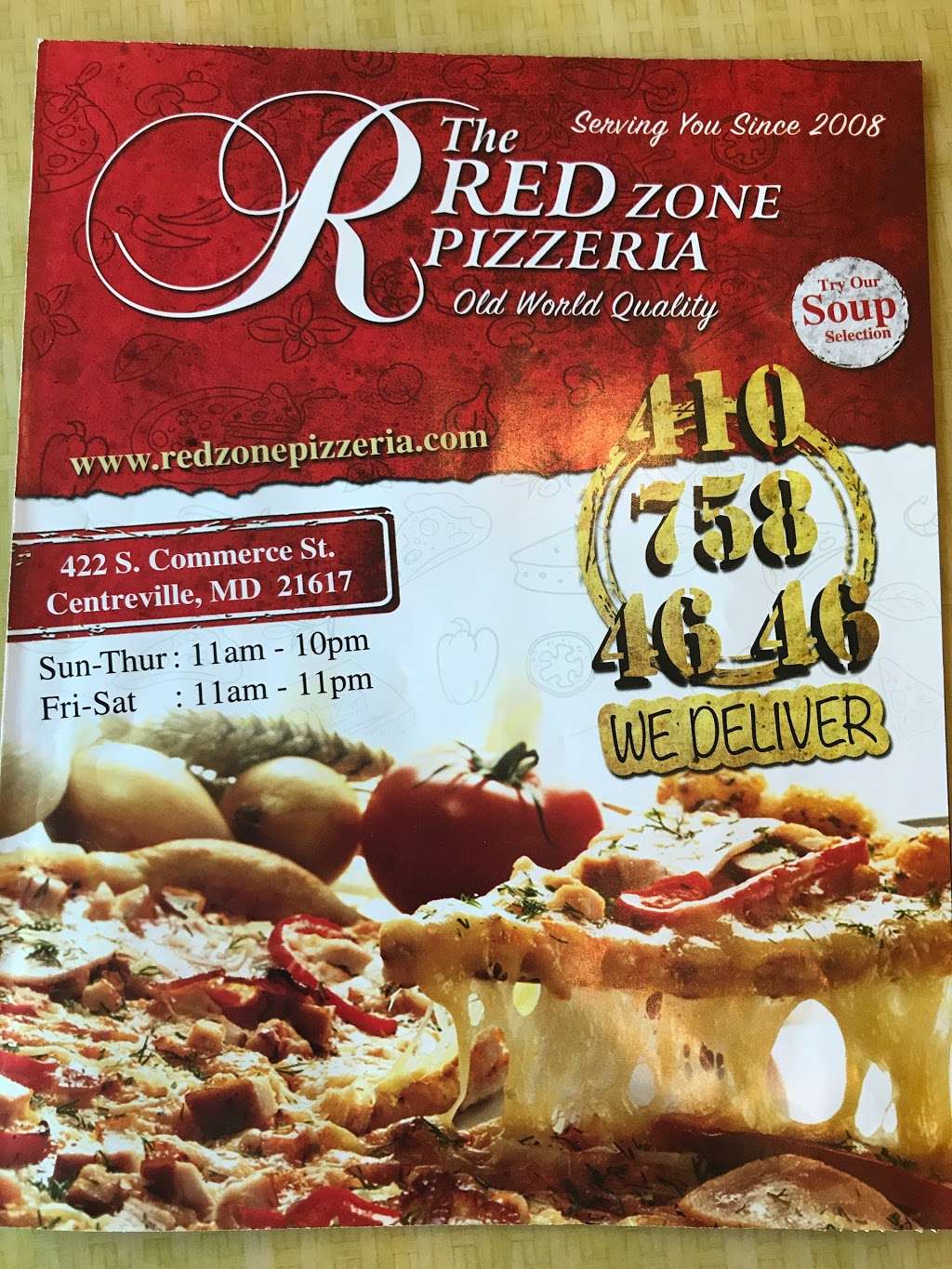 Red Zone Pizzeria | 422 S Commerce St, Centreville, MD 21617 | Phone: (410) 758-4646