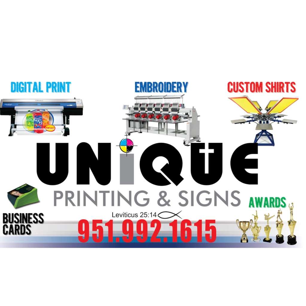 Unique Printing & Signs | 22876 Alessandro Blvd suite a, Moreno Valley, CA 92553, USA | Phone: (951) 992-1615