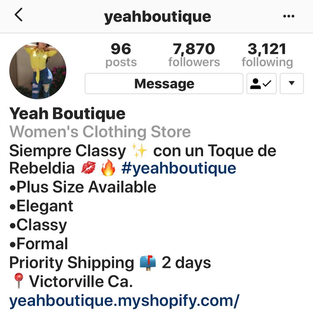 Yeah Boutique | 14560 Palmdale Rd, Victorville, CA 92394, USA | Phone: (951) 446-9936