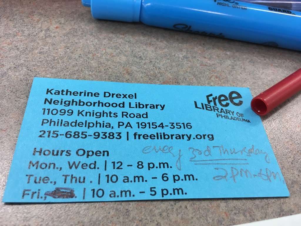 Katharine Drexel Library | 11099 Knights Rd, Philadelphia, PA 19154, USA | Phone: (215) 685-9383