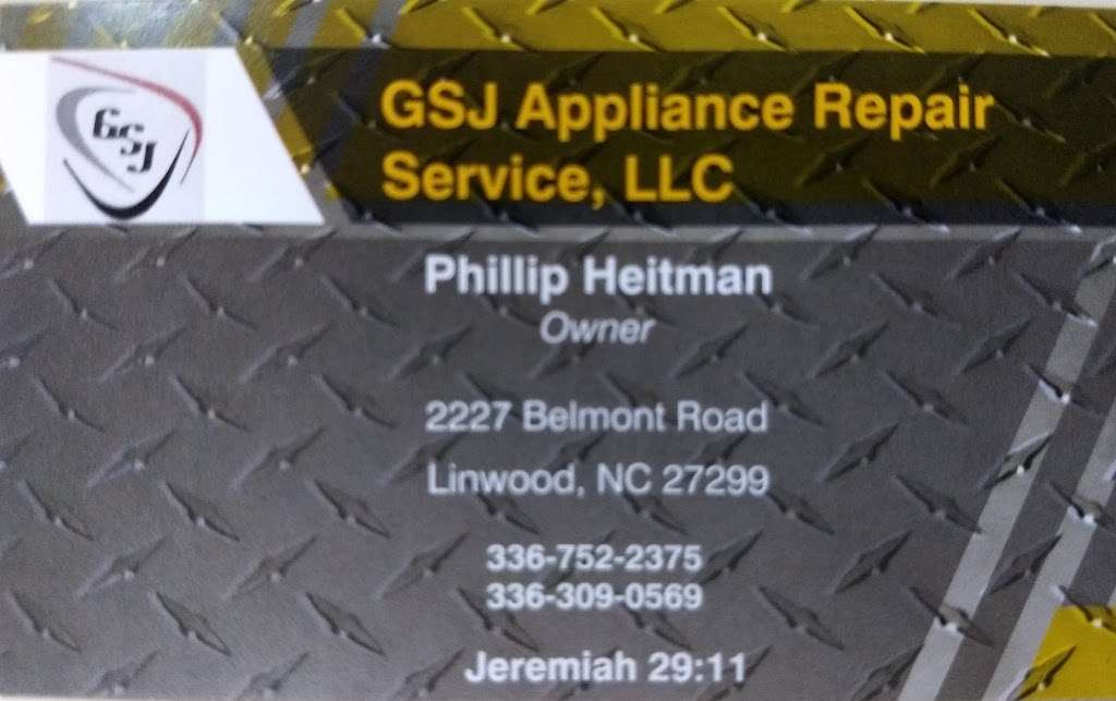 GSJ Appliance Repair Service LLC | 2227 Belmont Rd, Linwood, NC 27299, USA | Phone: (336) 752-2375