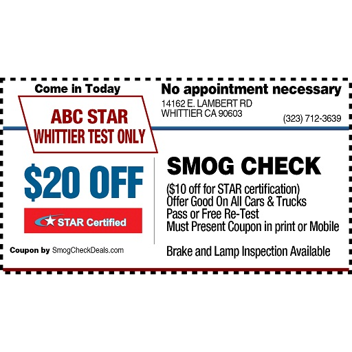 ABC Smog Test Only | 14162 East Lambert Rd, Whittier, CA 90603, USA | Phone: (323) 712-3639