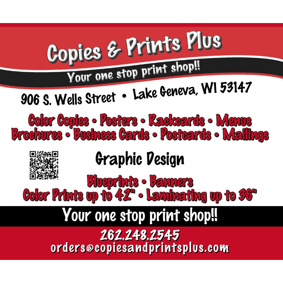 Copies & Prints Plus | 906 S Wells St, Lake Geneva, WI 53147, USA | Phone: (262) 248-2545