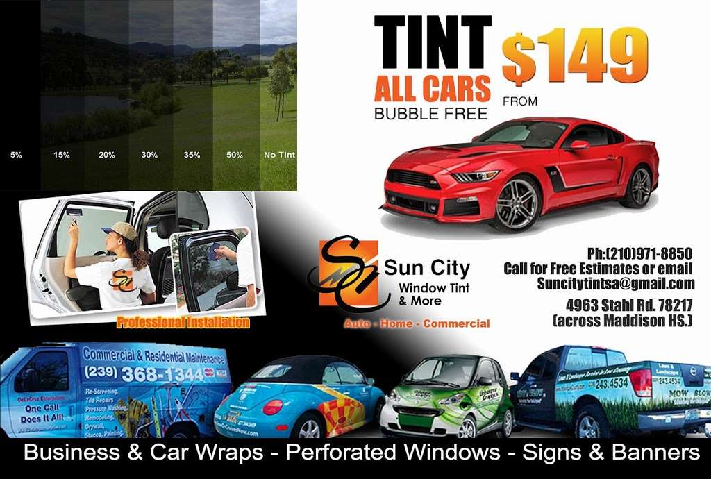 Sun City Tint | 4963 Stahl Rd suit 112, San Antonio, TX 78217, USA | Phone: (210) 971-4963