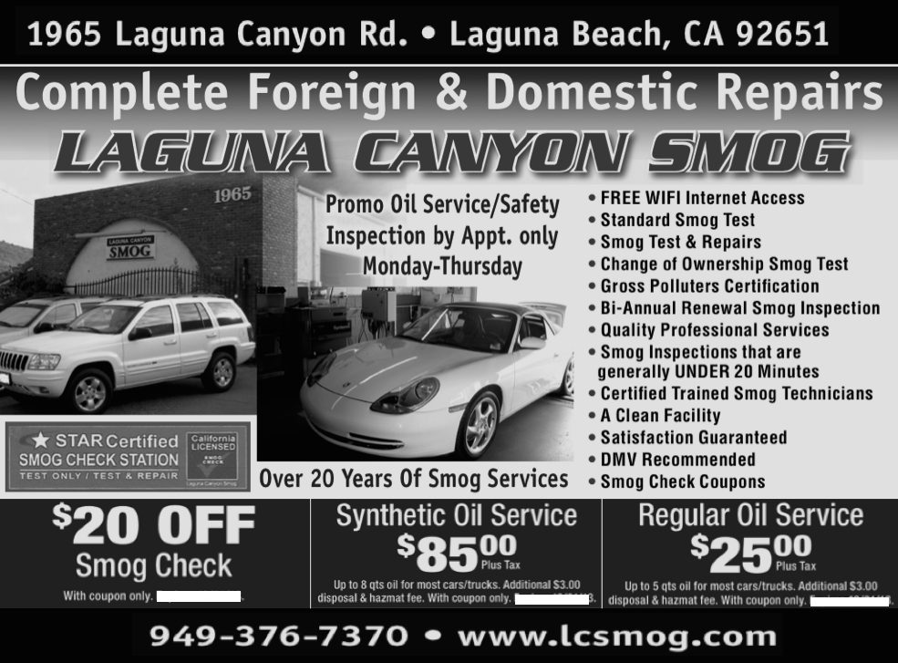 Laguna Canyon Smog and Automotive Repair | 1965 Laguna Canyon Rd, Laguna Beach, CA 92651, USA | Phone: (949) 376-7370