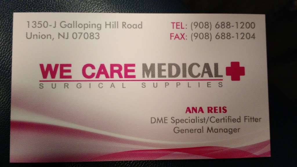 We Care Medical Surgical Supplies | J, 1350 Galloping Hill Rd, Union, NJ 07083, USA | Phone: (908) 688-1200