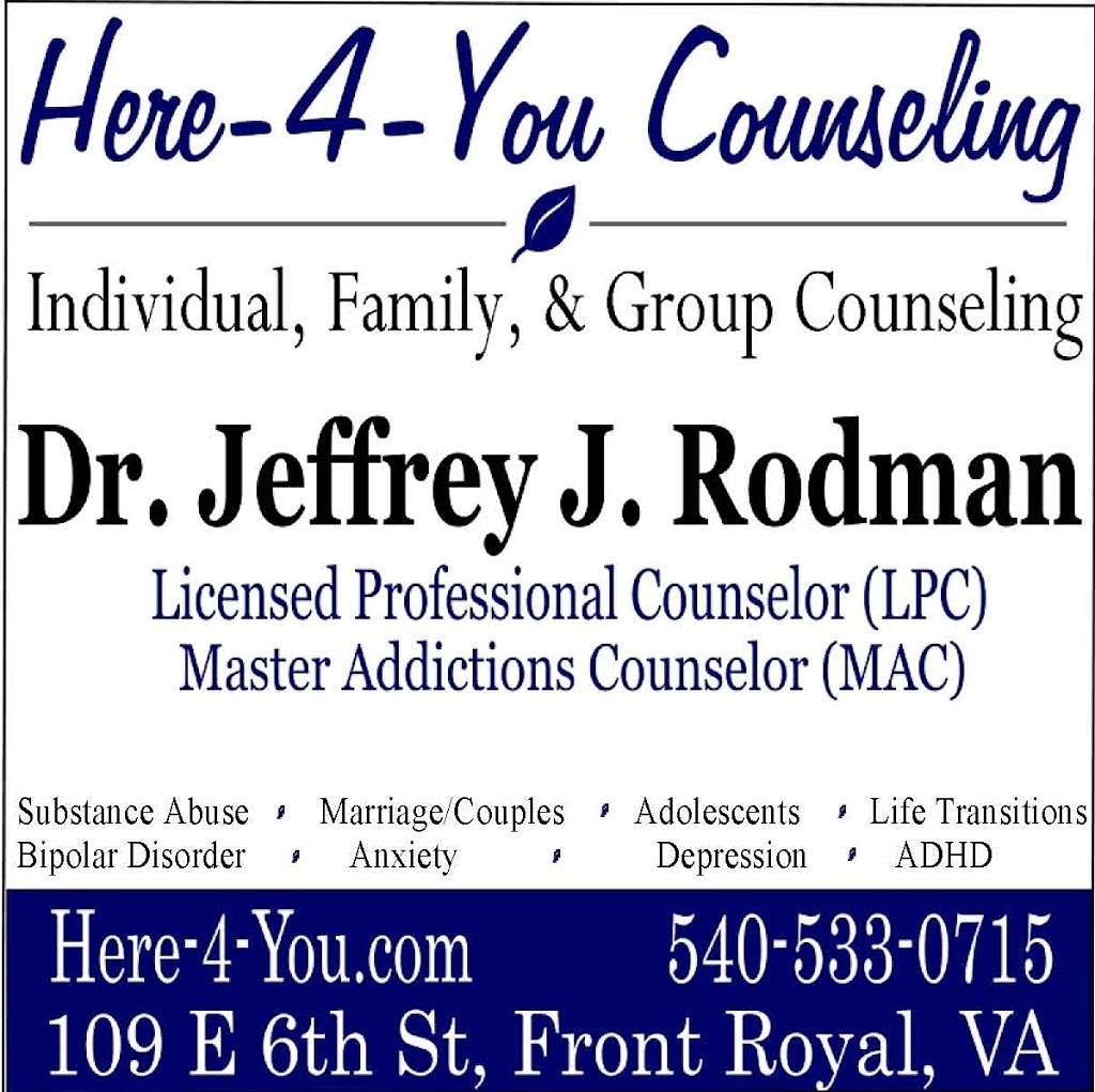 Here-4-You Consulting & Counseling | 109 E 6th St, Front Royal, VA 22630, USA | Phone: (540) 635-3518