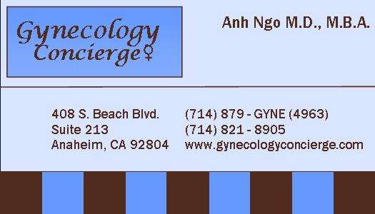 Gynecology Concierge - Dr. Anh T. Ngo, MD | 408 S Beach Blvd #213, Anaheim, CA 92804 | Phone: (714) 879-4963