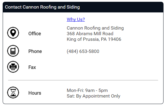 G Cannon Roofing And Siding | 368 Abrams Mill Rd, King of Prussia, PA 19406, USA | Phone: (484) 653-5800