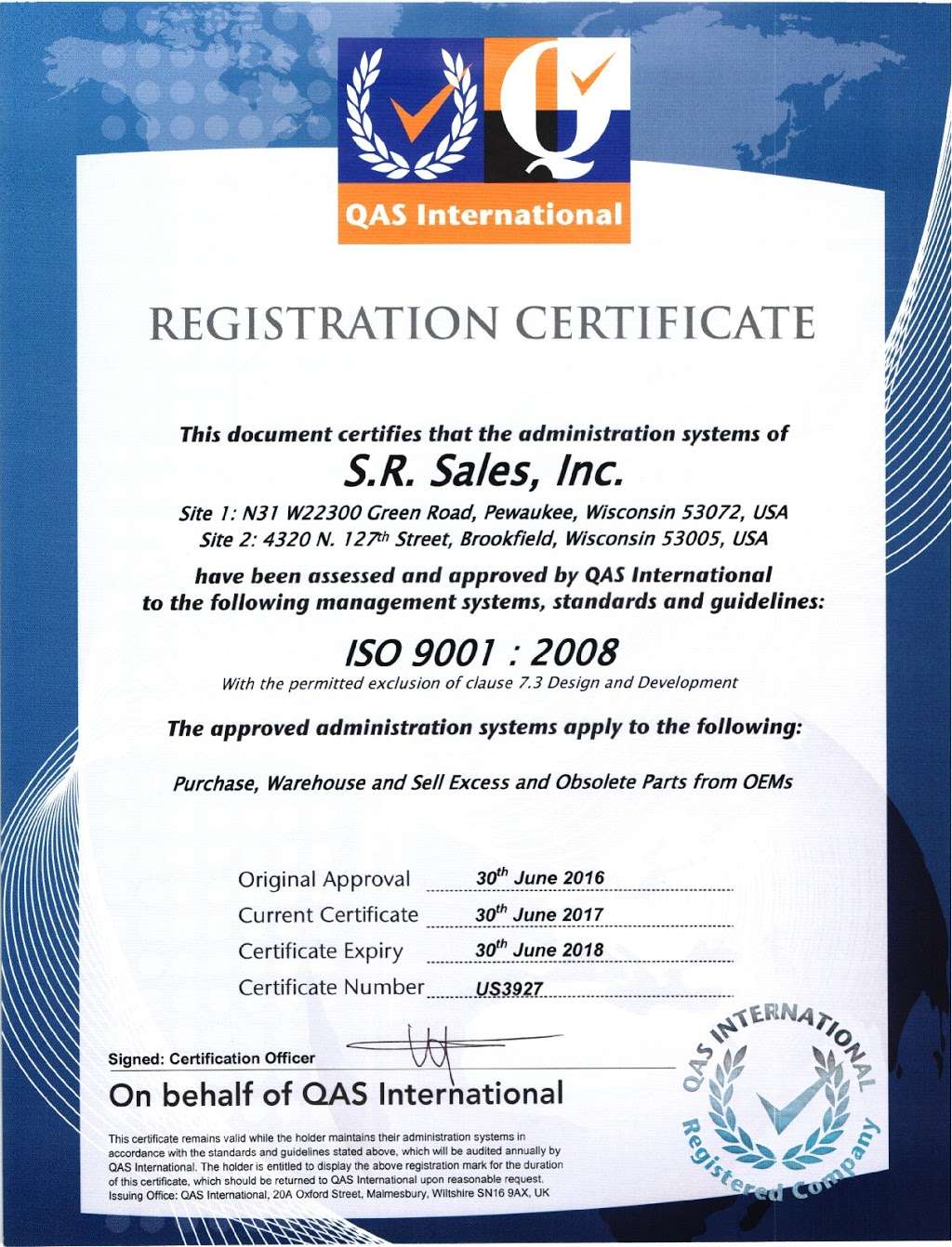 S.R. Sales Company, Inc. | N31 W22300 Green Rd, Waukesha, WI 53186, USA | Phone: (262) 522-6644